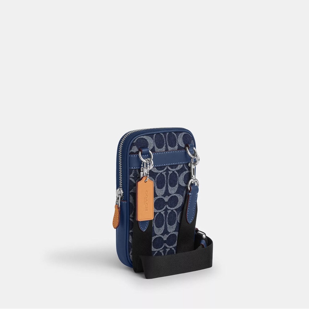 Coach CY889 Aden Deep Blue Signature Denim Crossbody Pouch - Unisex